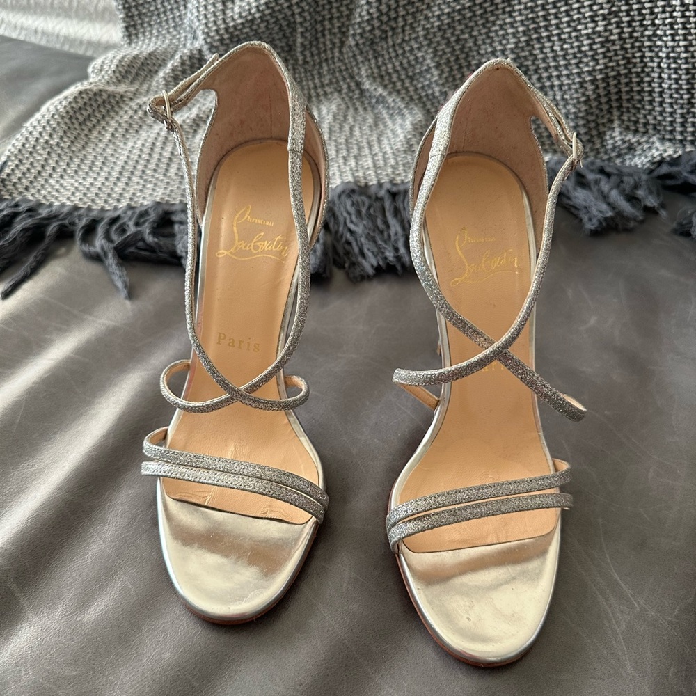 Christian Louboutin, silver sparkle heels